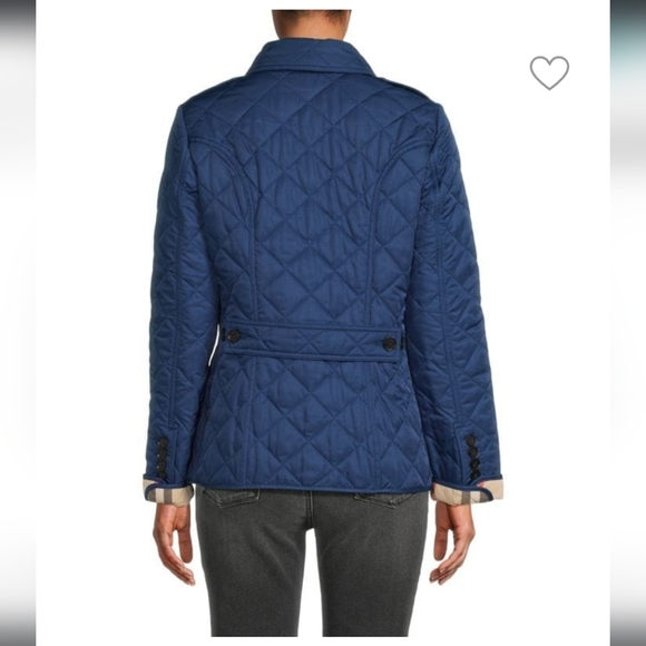 Burberry Women's Blue Quilted Down Jacket In Blue Size M - Picture 3 of 4